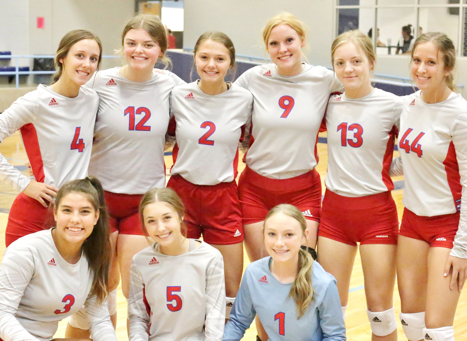 The Alba-Golden Lady Panthers varsity volleyball team. Standing from the left are Sara Hodges, Alexis Wilmut, Kalli Trimble, Kaylee Anglin, Cacie Lennon, and Skyler West. Kneeling are Erin Langston, Kamrin Wright and Alyssa Murdock.